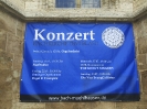 Konzert-Banner an der Bachkirche Divi Blasii in Mühlhausen in Thüringen (2016)