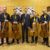 Alexander Bätzel mit den Vier EvangCellisten (mit Alexey für den verhinderten Lukas) nach dem 'Cellism-Release-Konzert' innerhalb der 