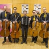 Jakob Böger mit den Vier EvangCellisten (mit Alexey für den verhinderten Lukas) nach dem 'Cellism-Release-Konzert' innerhalb der 