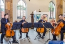 Die Vier EvangCellisten beim Konzert am 13.08.2015 im Foyer des Heilig-Geist-Spitals in Ravensburg (Foto: Michael Gregorowius, Archiv)
