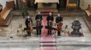 Die Vier EvangCellisten beim 23. Thüringer Orgelsommer 2014 in der Bergkirche St. Stephani in Bad Langensalza mit Alexey für den verhinderten Lukas (Foto: Archiv)