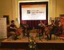 Die Vier EvangCellisten bei der Probe für die Abschluss-Matinée des 5. Finsterwalder Kammermusik Festivals 2015 mit Florian für den verhinderten Lukas (Foto: Archiv)